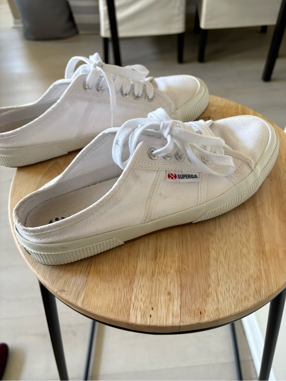 Superga White Canvas Low-Top Lace Mule Sneakers - Picture 4 of 5